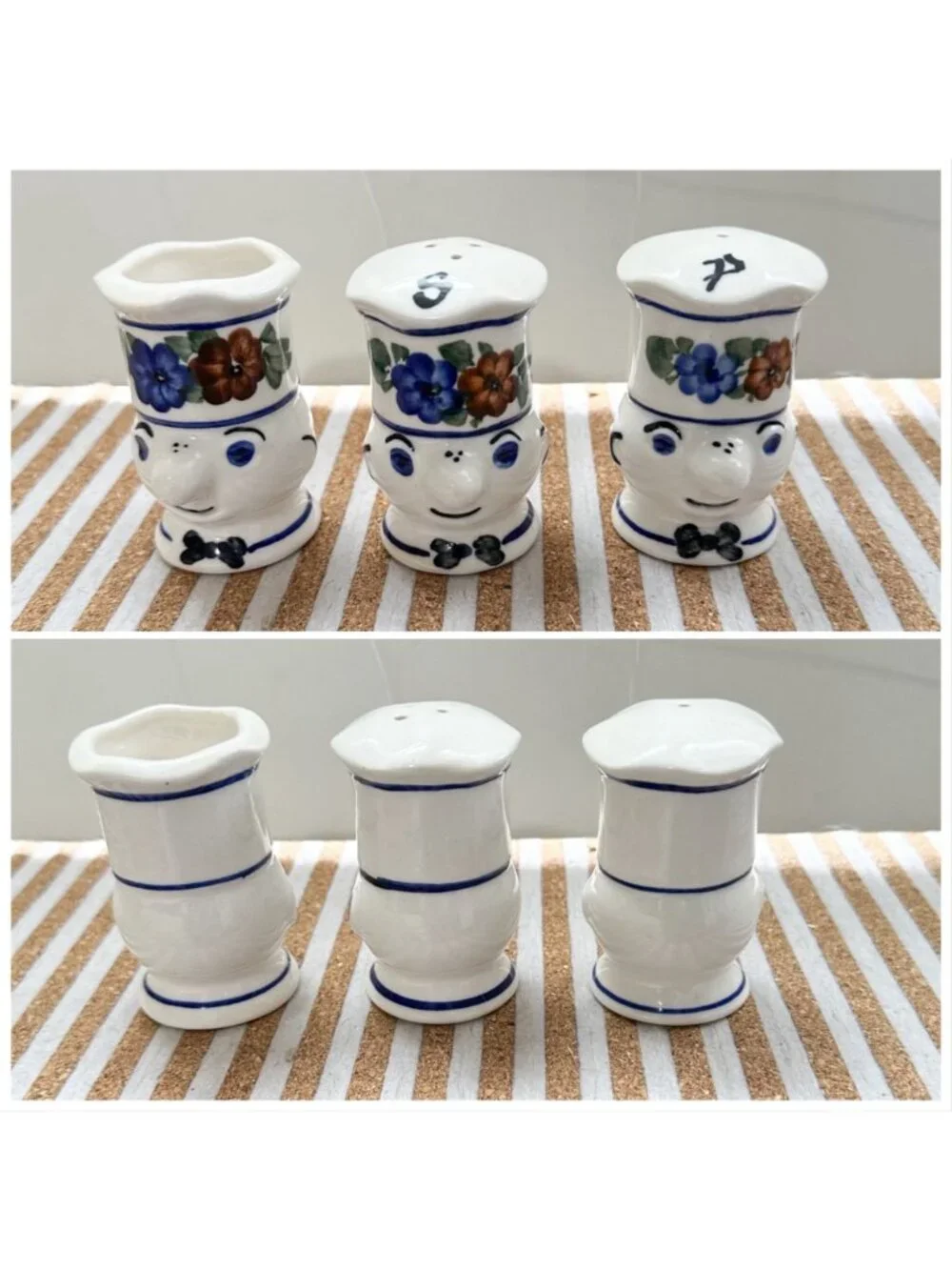 Vintage Italian Pottery Set Firenze Cow Creamer Salt Pepper Shakers Hand Painted